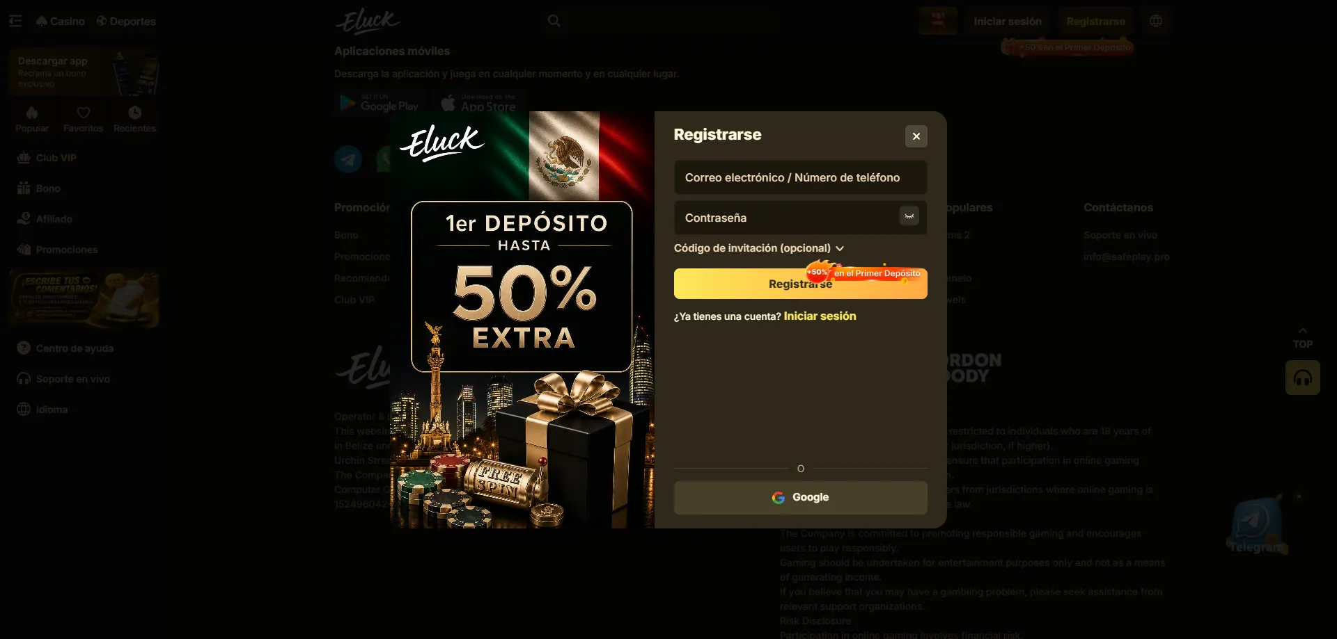 Proceso de registro paso a paso en Eluck Casino MX